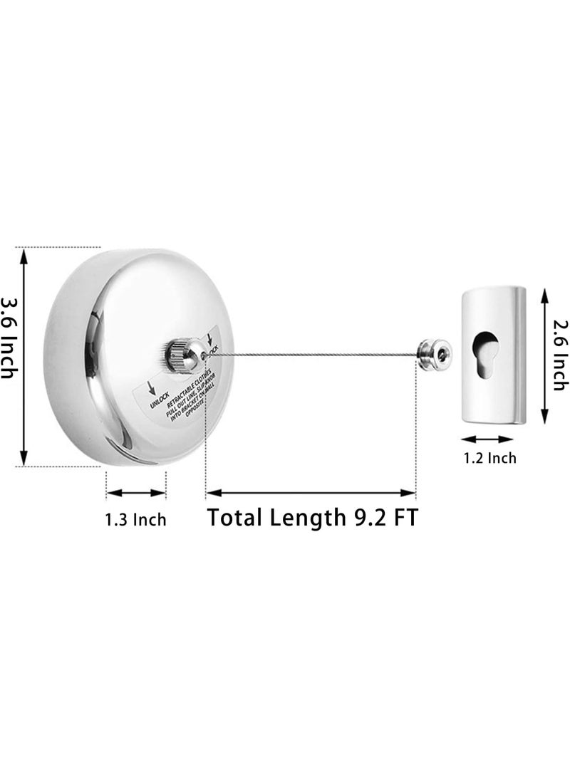 Retractable Clothesline - 2PK 304 Stainless Steel Clothes Line, Durable Heavy Duty Adjustable Retract Clothesline with Wire Rope for Indoor Outdoor Laundry Room (9.2FT Steel String) - Image 2